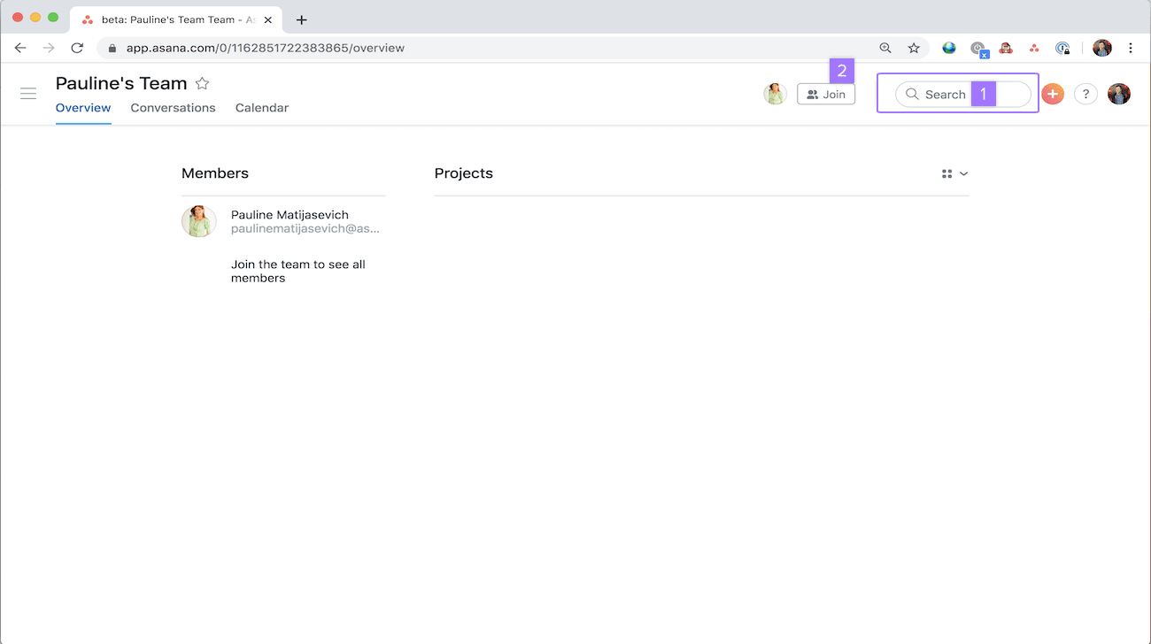 Asana Teams - Join option